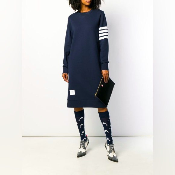 【送料&関税込】Thom Browne Midi Sweatshirt Dress THOM BROWNE SWEATSHIRT DRESS SZ 12 NWOT Dresses - Dresses
